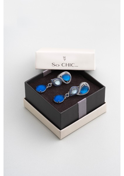 Aura Işıltısı 18 Ayar Beyaz Altın Kaplama Gümüş Tasarım Küpe indirimleri