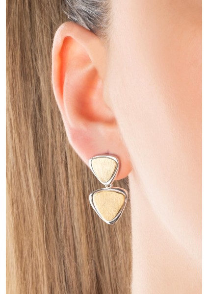 Lyra 18 Ayar Sarı ve Beyaz Altın Kaplama Sallantılı Gümüş Küpe fiyatları