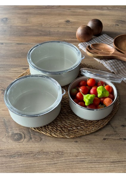 L'essence Pure 3'lü Emaye Saklama Kabı