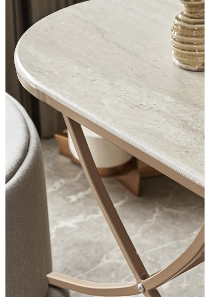 Damrin Serisi Traverten Desen 1. Sınıf Mebran Mdf Orta Sehpa Bronz Ayak fiyatları