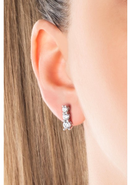 Beyaz Altın Sertifikalı Premium Created Taşlı Su Yolu Küpe fiyatları