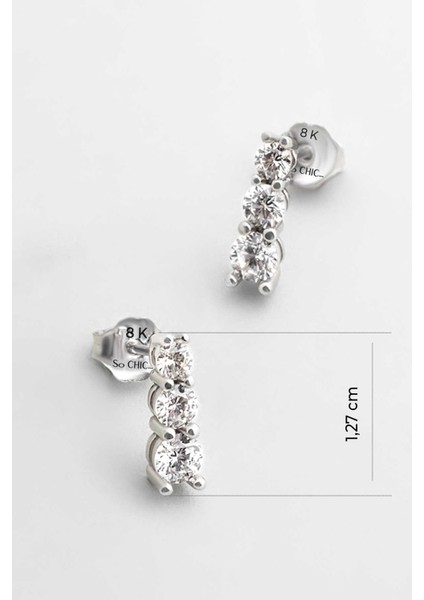 Beyaz Altın Sertifikalı Premium Created Taşlı Su Yolu Küpe modelleri