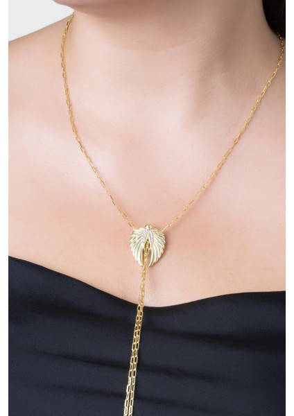 Melek Kanadı 18 Ayar Sarı Altın Kaplama 60 cm Gümüş Y Kolye modelleri