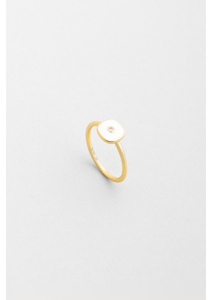 Vintage 18 Ayar Sarı Altın Kaplama Gümüş Minimal Yüzük