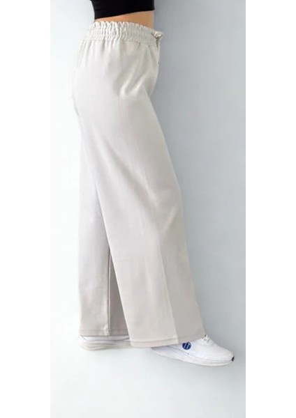 Double Face Bol Paça Bayan Eşofman Taş Renk modelleri