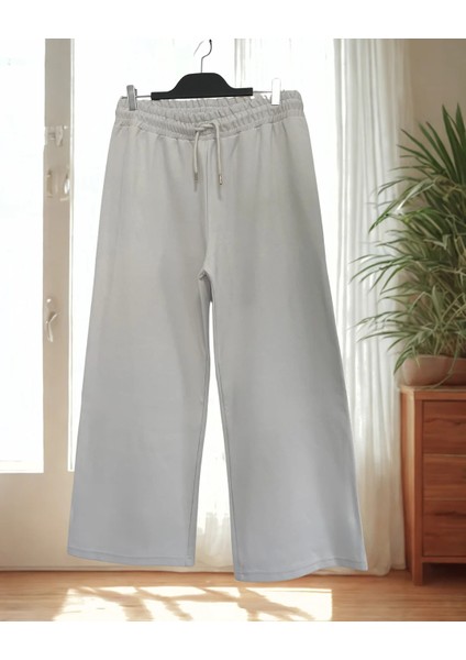 Double Face Bol Paça Bayan Eşofman Taş Renk