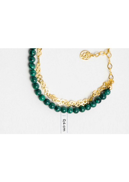 Malahit Güneşi 18 Ayar Sarı Altın Kaplama 19 cm Gümüş Bileklik fiyatları