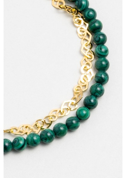 Malahit Güneşi 18 Ayar Sarı Altın Kaplama 19 cm Gümüş Bileklik modelleri