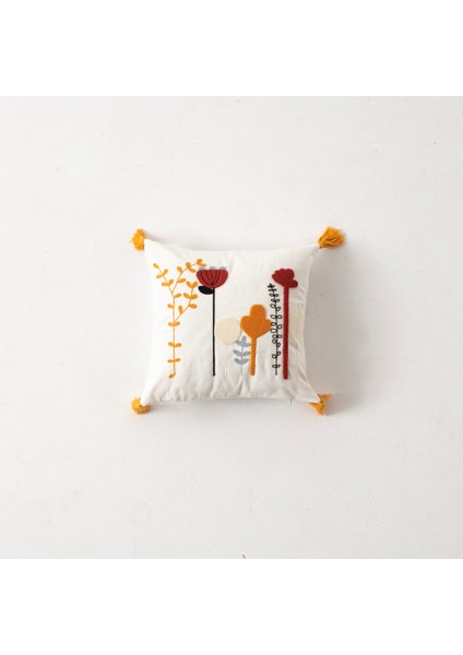 Tekli Çiçekli Punch Işlemeli Nakışlı Dekoratif Premium Kırlent Kılıfı fiyatları