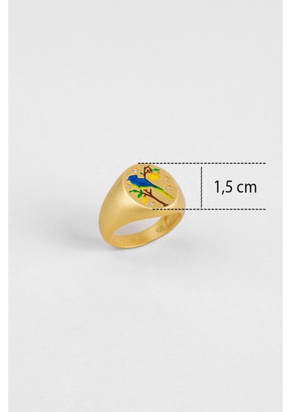 Serenat Kuşu 18 Ayar Sarı Altın Kaplama Gümüş Yüzük modelleri