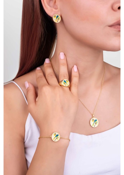 Serenat Kuşu 18 Ayar Sarı Altın Kaplama Gümüş Yüzük fırsatları