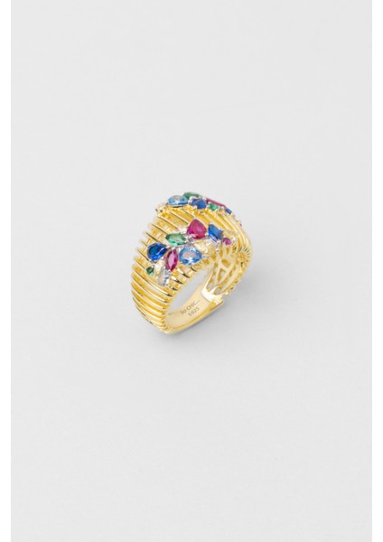 Solea 18 Ayar Sarı Altın Kaplama Gümüş Tasarım Yüzük