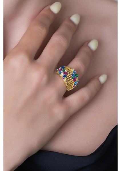 Solea 18 Ayar Sarı Altın Kaplama Gümüş Tasarım Yüzük fiyatları