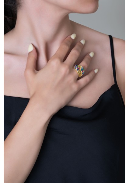 Solea 18 Ayar Sarı Altın Kaplama Gümüş Tasarım Yüzük fırsatları