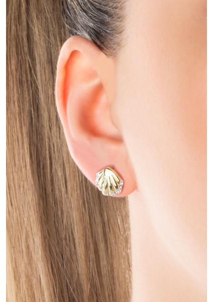 Deniz Kabuğu 18 Ayar Sarı Altın Kaplama Gümüş Miinimal Küpe fiyatları