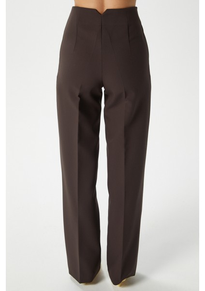 Kadın Glen Tok Dokulu Filetolu Kancalı Kahverengi Palazzo Pantolon 2001 fırsatları