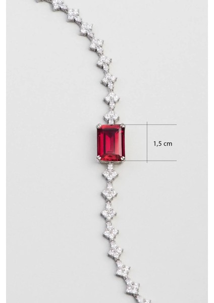 Created Ruby Taşlı 18 Ayar Beyaz Altın Kaplama Gümüş Baget Bileklik modelleri