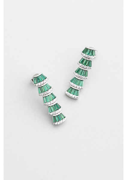 Deniz Kabuğu 18 Ayar Beyaz Altın Kaplama Gümüş Sallantılı Küpe