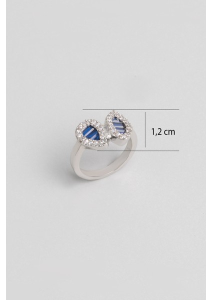 Safir Işıltısı 18 Ayar Beyaz Altın Kaplama Gümüş Yüzük fiyatları