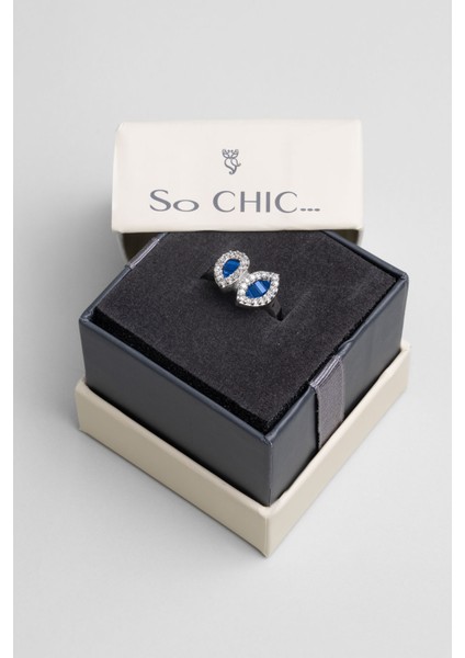 Safir Işıltısı 18 Ayar Beyaz Altın Kaplama Gümüş Yüzük modelleri