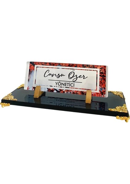 Masa Isimliği Ofis Hediyesi Kristal Isimlik Cam Isimlik Yeşil