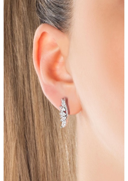 Beyaz Altın Sertifikalı Premium Created Taşlı Melek Kanadı Küpe fiyatları