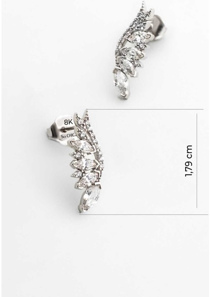 Beyaz Altın Sertifikalı Premium Created Taşlı Melek Kanadı Küpe modelleri