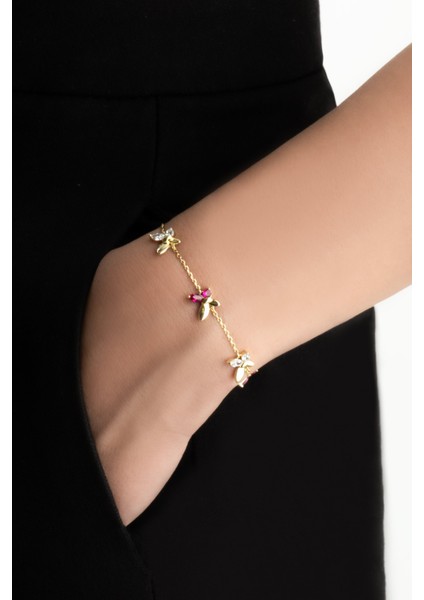 Şans Kelebeği 18 Ayar Sarı Altın Kaplama 19 cm Gümüş Bileklik fiyatları