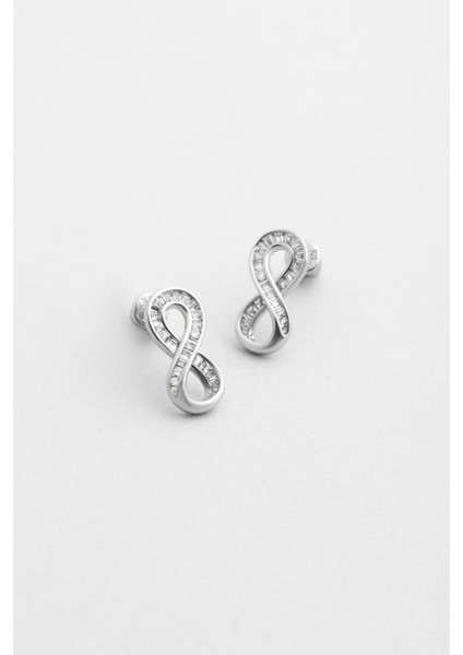 Sonsuz Aşk 18 Ayar Beyaz Altın Kaplama Gümüş Küpe