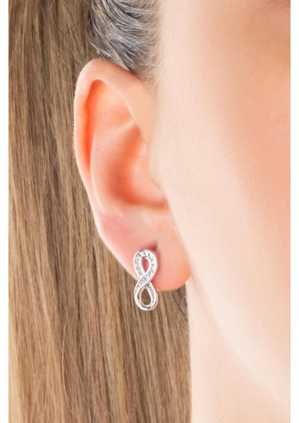 Sonsuz Aşk 18 Ayar Beyaz Altın Kaplama Gümüş Küpe fiyatları