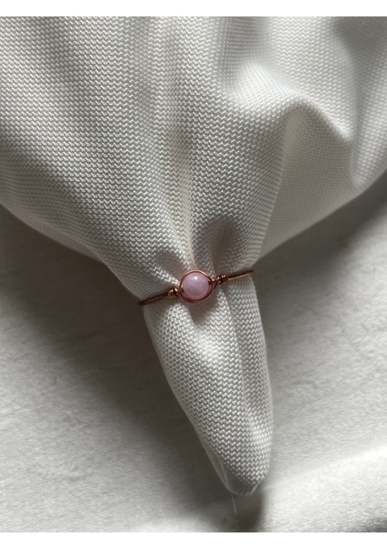 Minimal Kunzit Taşı Ayarlanabilir Bakır Tel Yüzük