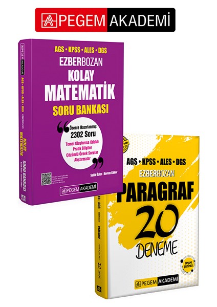 Pegem Akademi Ags Kpss Ales Dgs Kolay Matematik Soru Bankası + Ag