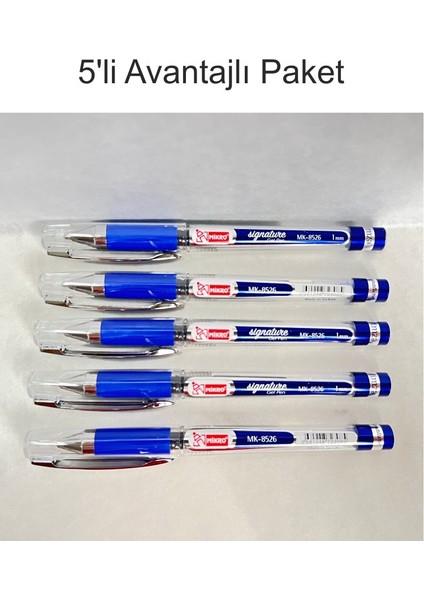 MK-8526 Gel Pen Imza Kalemi Mavi 0.1 mm Uç 5 Li Paket