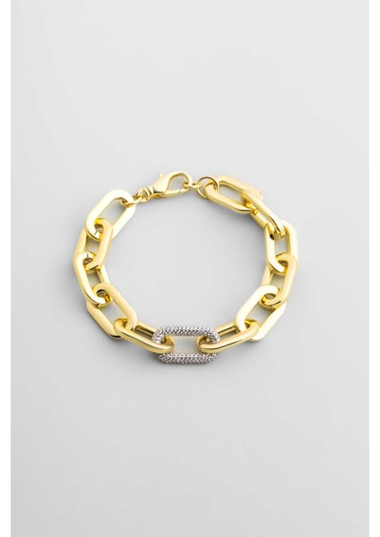 Chloe 18 Ayar Sarı Altın Kaplama 18 cm Gümüş Zincir Bileklik