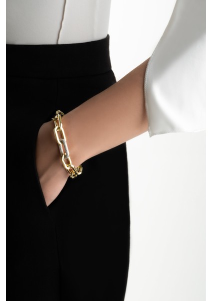 Chloe 18 Ayar Sarı Altın Kaplama 18 cm Gümüş Zincir Bileklik fırsatları