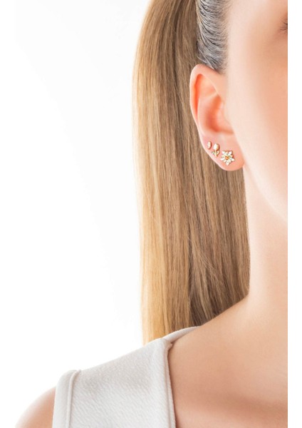 Papatya Çiçeği 18 Ayar Sarı Altın Kaplama Gümüş Çoklu Küpe fırsatları