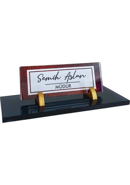 Kristal Masa Isimliği Uv Baskılı Ofis Hediyesi Cam Isimlik Cav-03