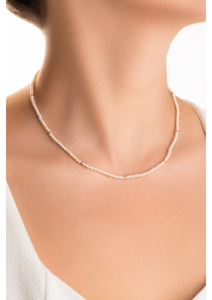 Doğal Inci Taşlı 43 cm 14 Ayar Sarı Altın Kolye fiyatları