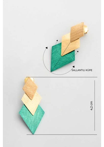 Yeşil Vaha 18 Ayar Sarı Altın Kaplama Gümüş Tasarım Küpe modelleri