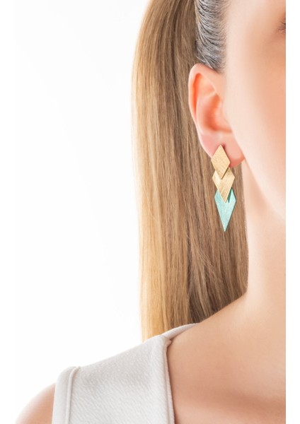 Yeşil Vaha 18 Ayar Sarı Altın Kaplama Gümüş Tasarım Küpe fırsatları