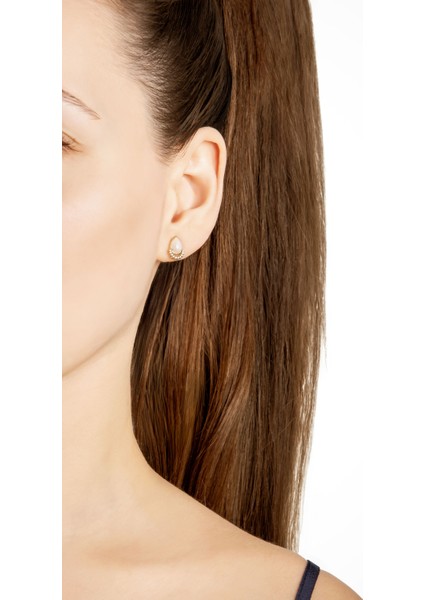 Ay Taşlı 14 Ayar Sarı Altın Pırlanta Küpe fırsatları