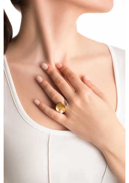 Inci Yaprağı 18 Ayar Sarı ve Beyaz Altın Kaplama Ayarlanabilir Gümüş Yüzük fırsatları