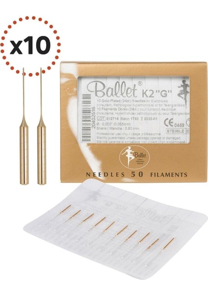 K2 24 Ayar Altın Kaplama Epilasyon İğnesi 10'lu Paket – Hassas ve Alerjik Ciltler İçin Özel Tasarım modelleri
