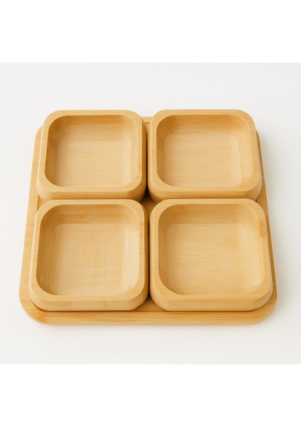 Bambu Çok Amaçlı Çerezlik ve Kahvaltılık - Sunum Tepsili - 4lü Kare modelleri