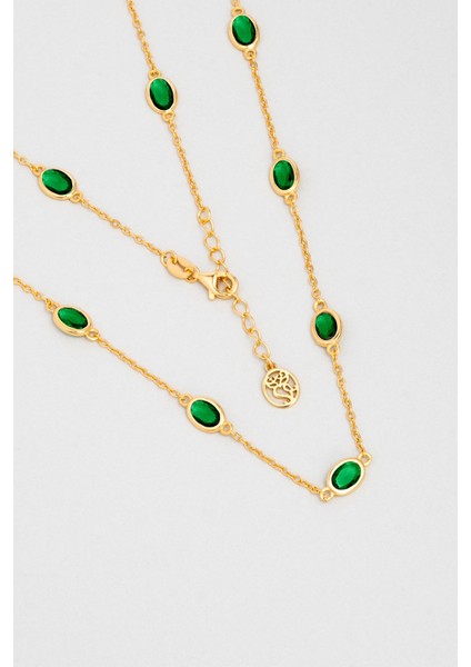 Büyülü Renkler 18 Ayar Sarı Altın Kaplama 45 cm Gümüş Kolye