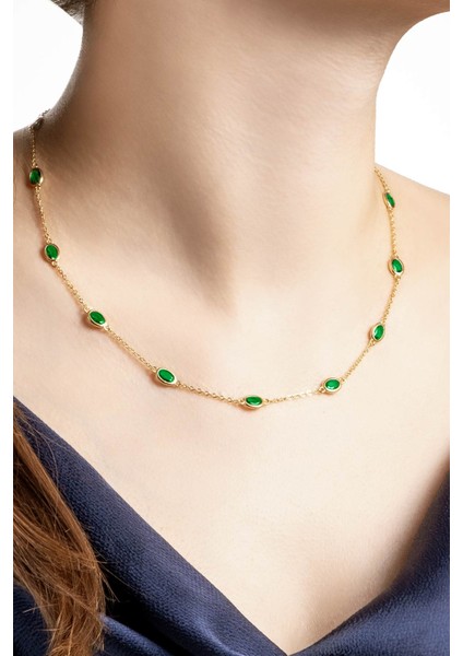 Büyülü Renkler 18 Ayar Sarı Altın Kaplama 45 cm Gümüş Kolye fiyatları