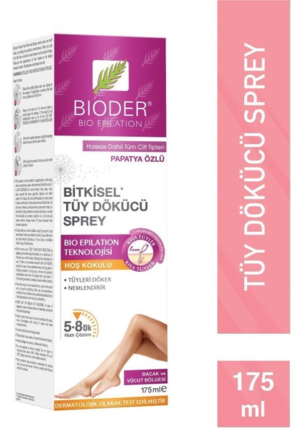 Bitkisel Ekstreli Tüy Dökücü Sprey 175 ml – Kısa Tüylerde Etkili, Kadınlar İçin Zor Bölgelerde Rahat Kullanım
