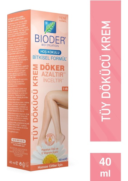 Hassas Ciltler İçin Papatya Özlü ve E Vitaminli Tüy Dökücü Krem 40 ml – Tüy Azaltıcı ve Nemlendirici Etki