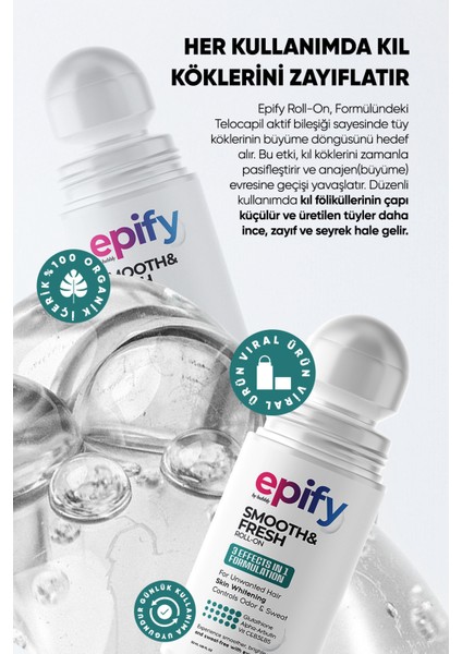 Smooth & Fresh Roll-On – 3 Etkili Tüy Azaltıcı, Ter ve Koku Önleyici, Cilt Tonunu Aydınlatıcı 50 ml