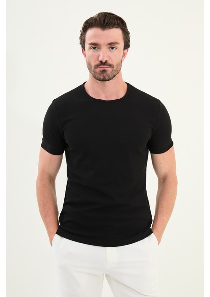Desenli Slim Fit Kısa Kollu Pamuk Erkek T-Shirt